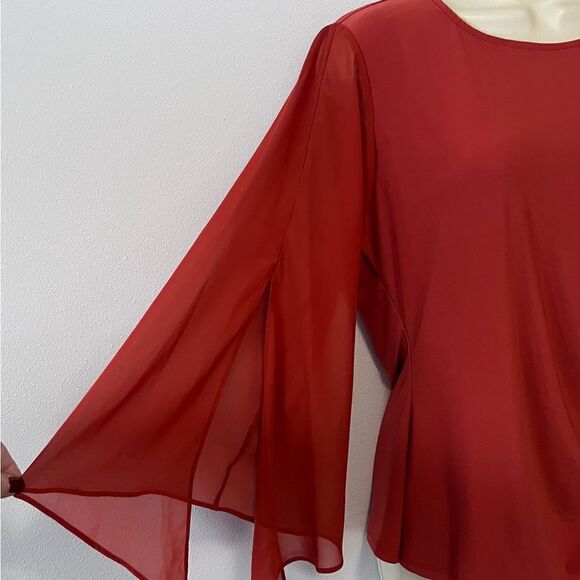 Coco Bianco Burnt Orange Knot Front Blouse Size M - Picture 4 of 6